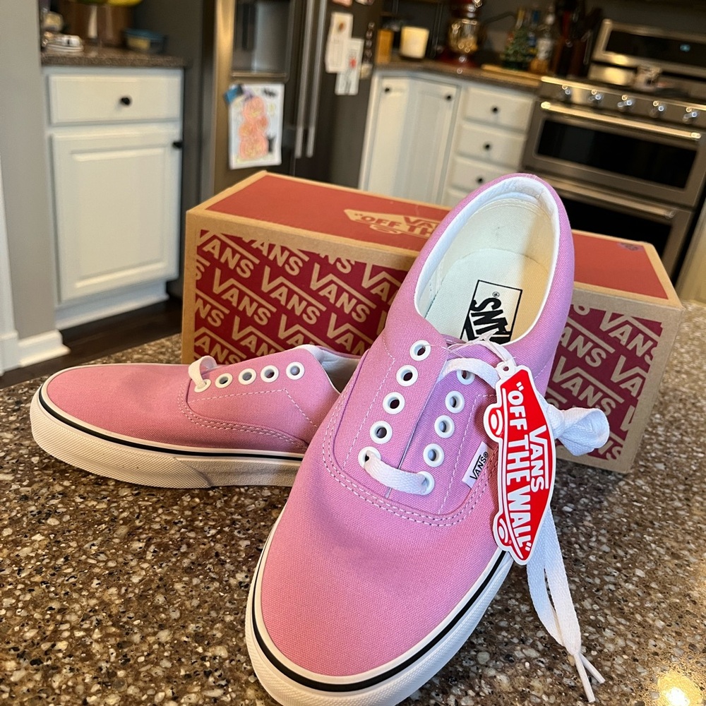 Vans Classic Pink and White Sneakers